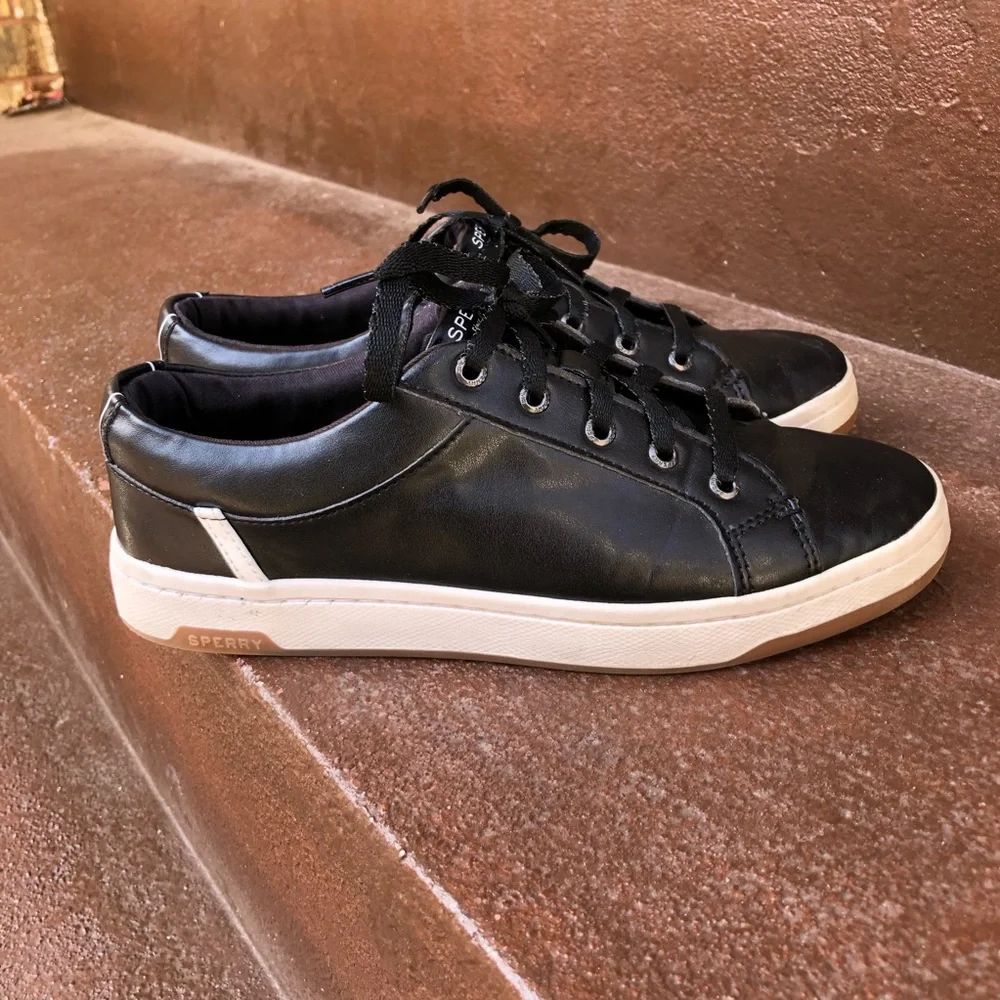 Sperry Womens Charter LTT‎ Casual Sneaker Size 8 Black Lace Up Style STS86546